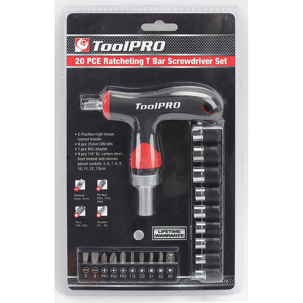 ToolPRO Screwdriver - Ratchet, T bar, 20 Piece, , scaau_hi-res