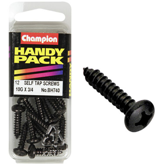 Champion Self Tapping Screws - 10G X 3 / 4inch, BH740, Handy Pack, , scaau_hi-res