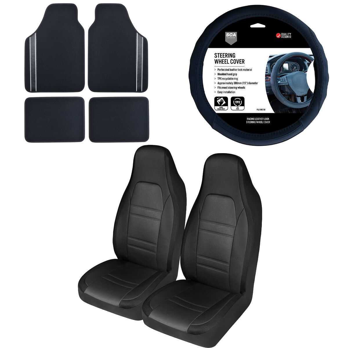 SCA Racing Seat Cover Set Black