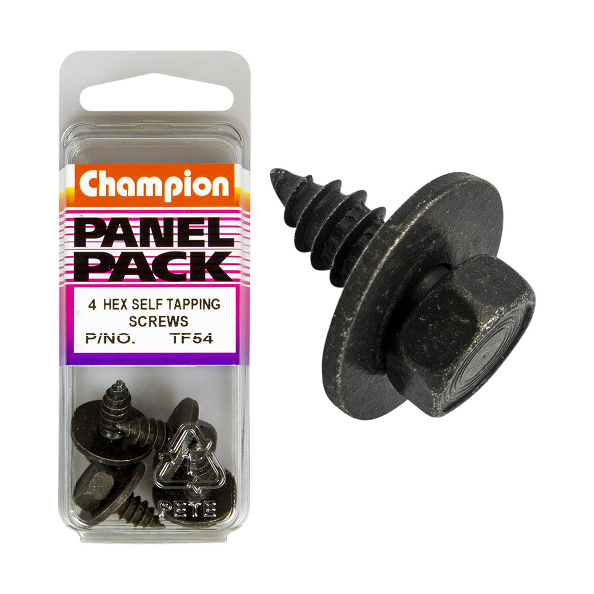 Champion Panel Pack Self Tapping Screw TF54, 14g/6.3mmx19mm, 5/8 Hex, , scaau_hi-res
