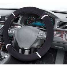 SCA Steering Wheel Cover Jacquard/Polyester Black/Rainbow 380mm Diameter, , scaau_hi-res