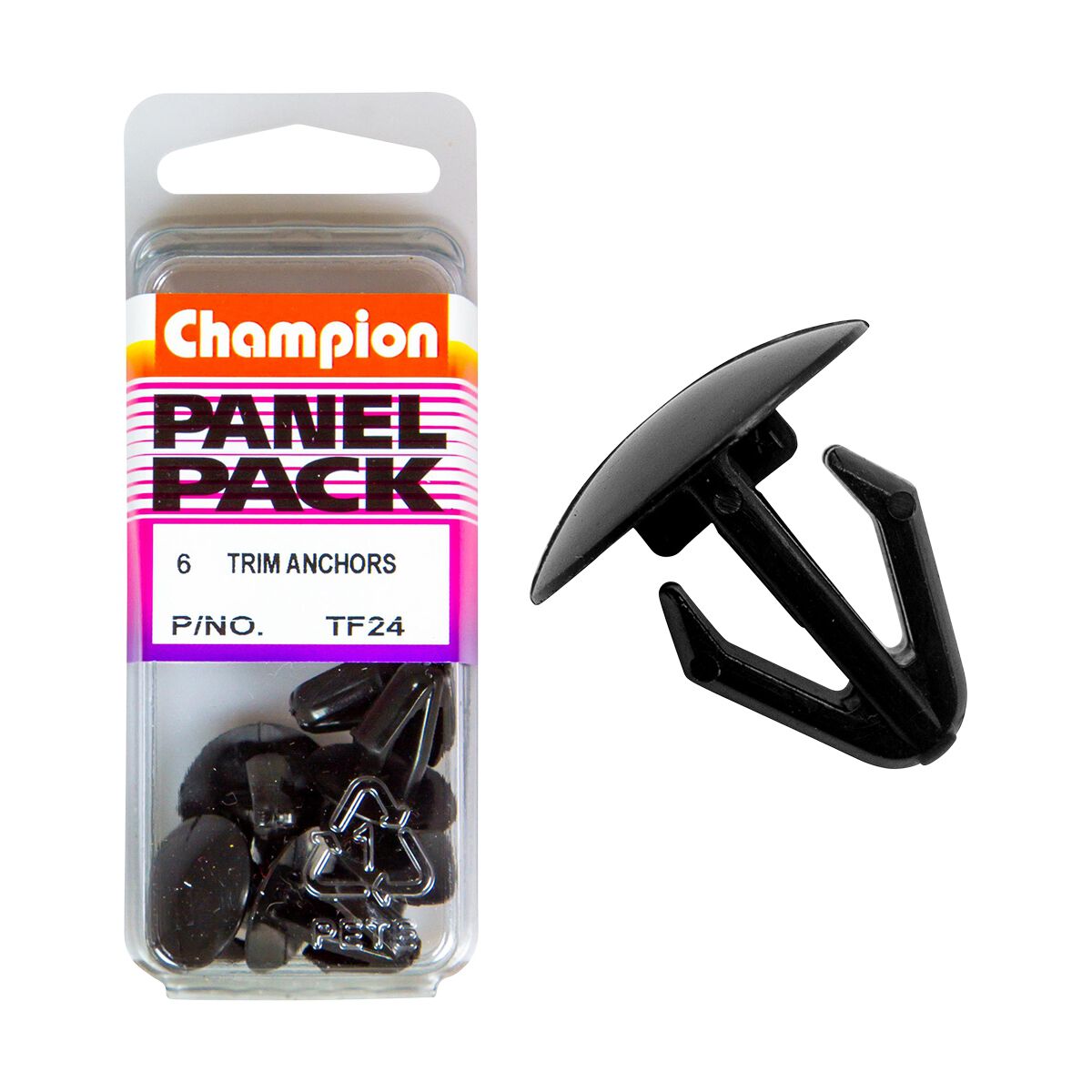 Champion Panel Pack Anchor Trim Clips Black TF24, 8mmx15mm, , scaau_hi-res