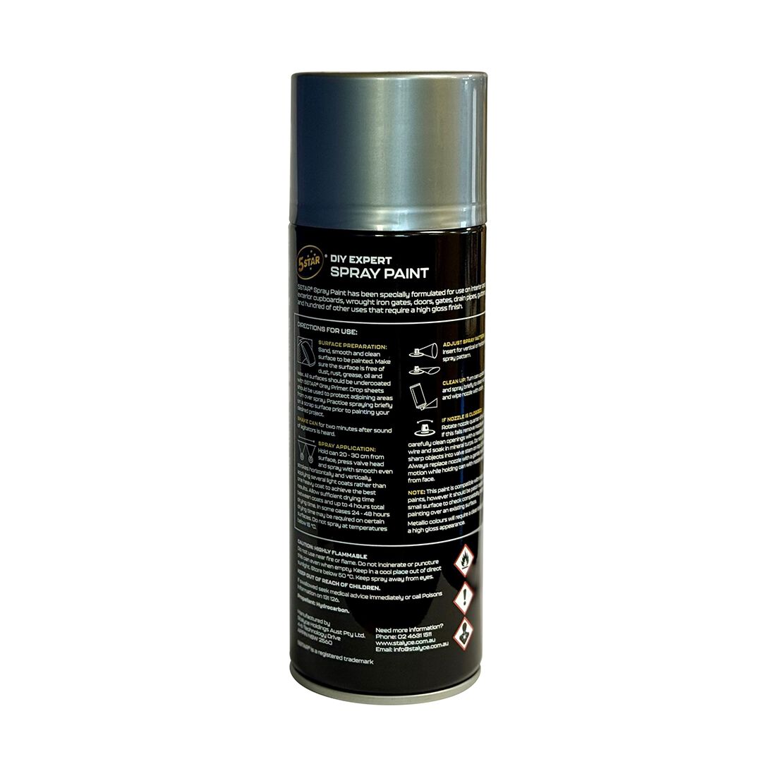 5 Star Enamel Spray Paint Silver 250g, , scaau_hi-res