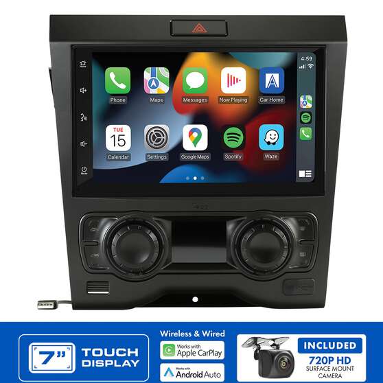 Aerpro 7" Multimedia Receiver Head Unit Kit to suit Holden VE Series 1 Single Zone (Black) - AM9355BK, , scaau_hi-res