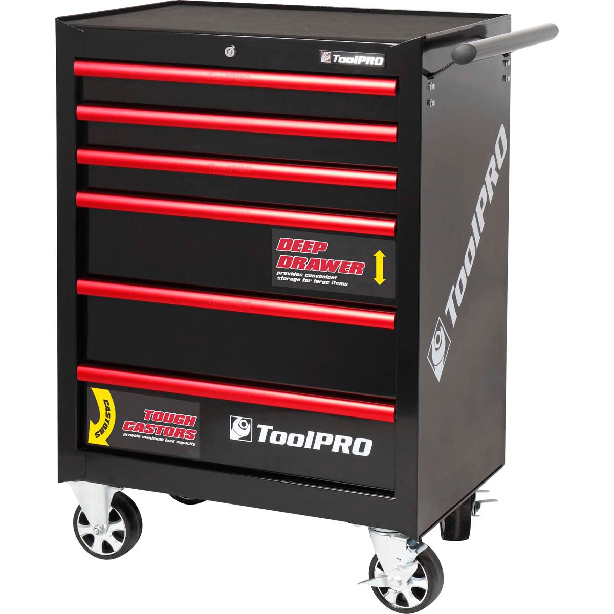 Toolpro Tool Cabinet 6 Drawer Roller Cabinet Black 27 Inch Ebay