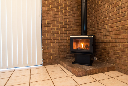 Freshly painted fireplace