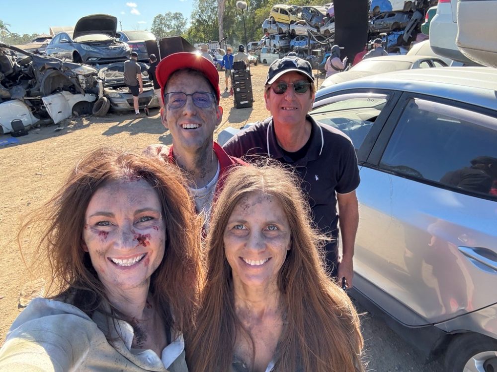 Robert and his dad Joseph with Fiona and Kelly from Supercheap Auto
