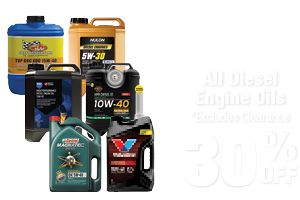 30% Off All Diesel Engine Oils, excludes clearance