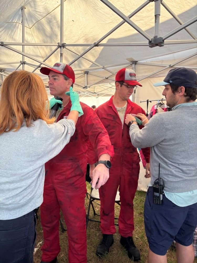 Robert and Craig Lowndes at their costume fitting