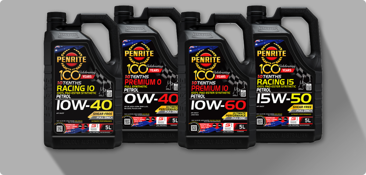 Penrite 10 Tenths engine oil range for track and modified vehicles