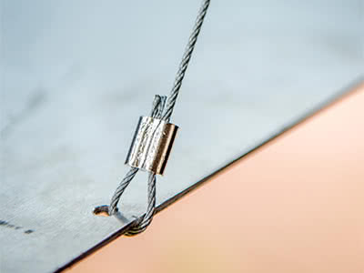 Wire rope attached to table